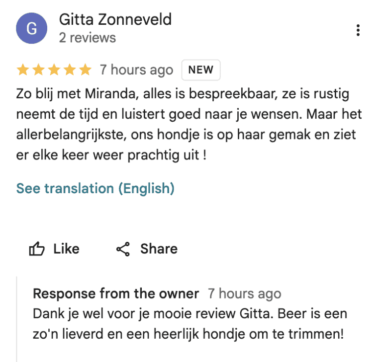 Review Beer hondetrimsalon van snuit tot kwispel.